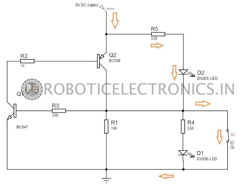 Short circuit protection using a Transistor