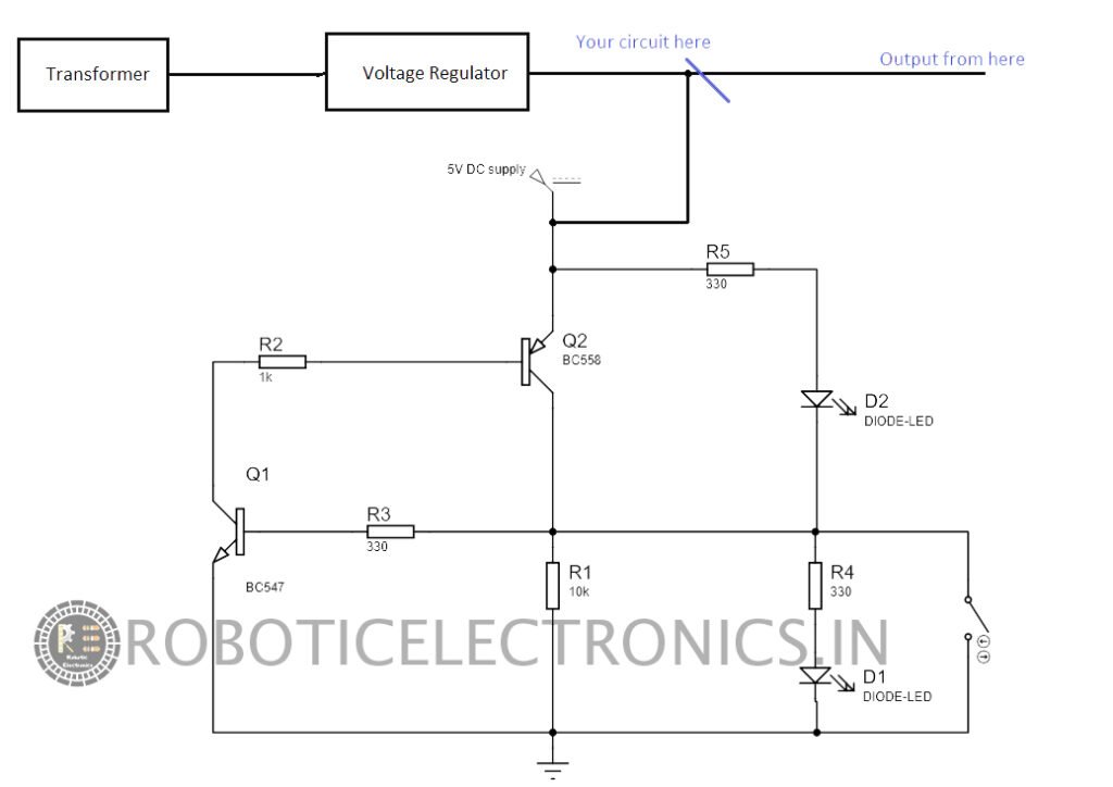 Short circuit protection using a Transistor